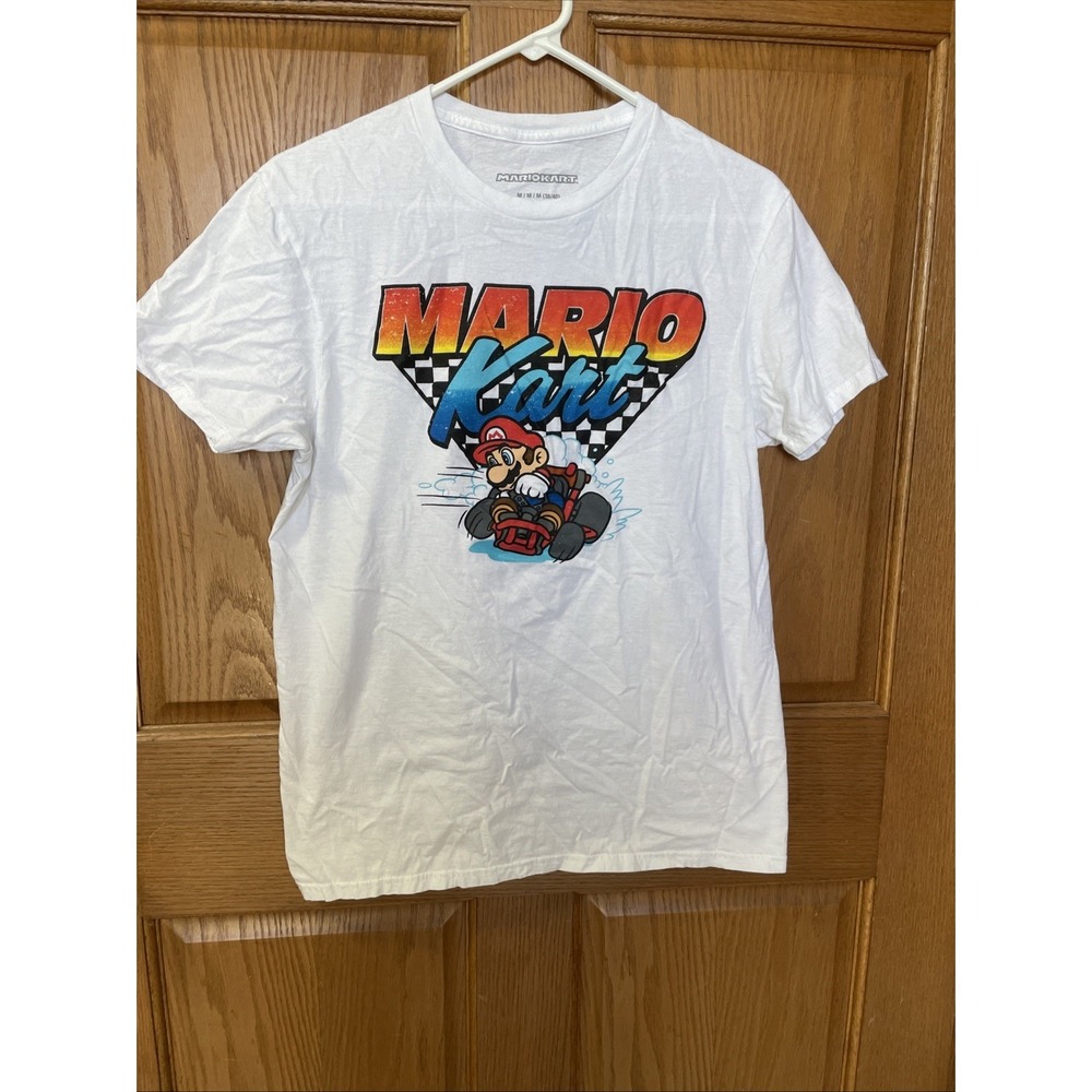 Nintendo Super Mario Men's Mario Kart Team Driver Checkered Flag T-Shirt (M)
